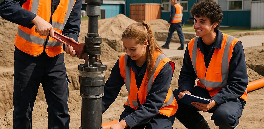 Studenten infratechniek praktijk